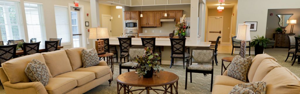 Hoosier Village Memory Care Common gathering area and lounge in Hickory Hall Memory Care