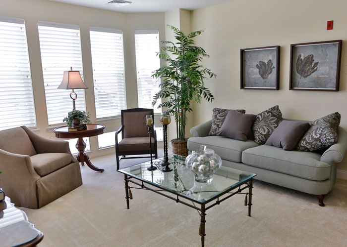 Interior view of a living room at Hoosier Village Apartments
