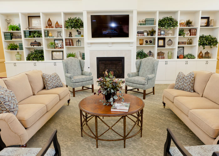 Memory Care lounge Comfortable couches in the common area