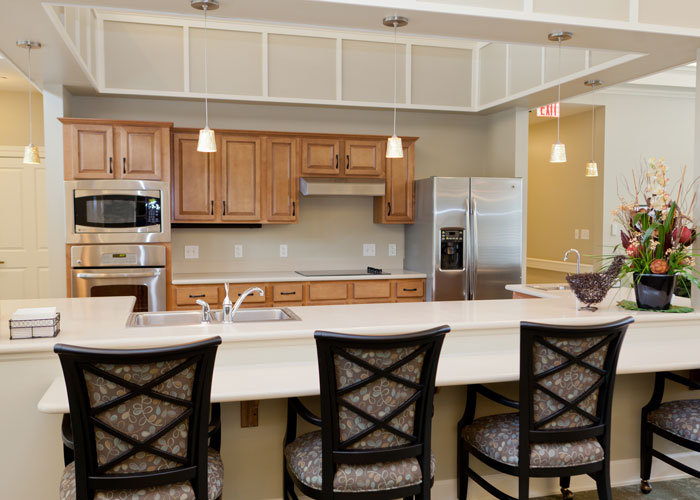 Memory Care Kitchen Cafe style seating in the common area