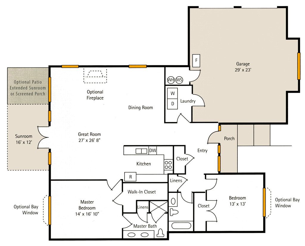 Hoosier Village Woodside A - 2 Bedroom Floor Plan