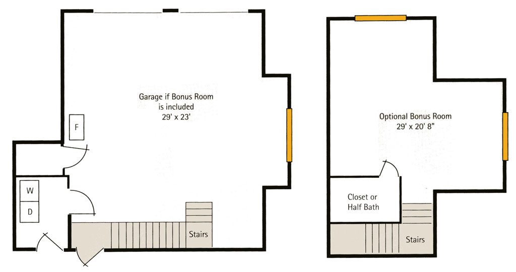Woodside Cottages Bonus room & Garage floorplan