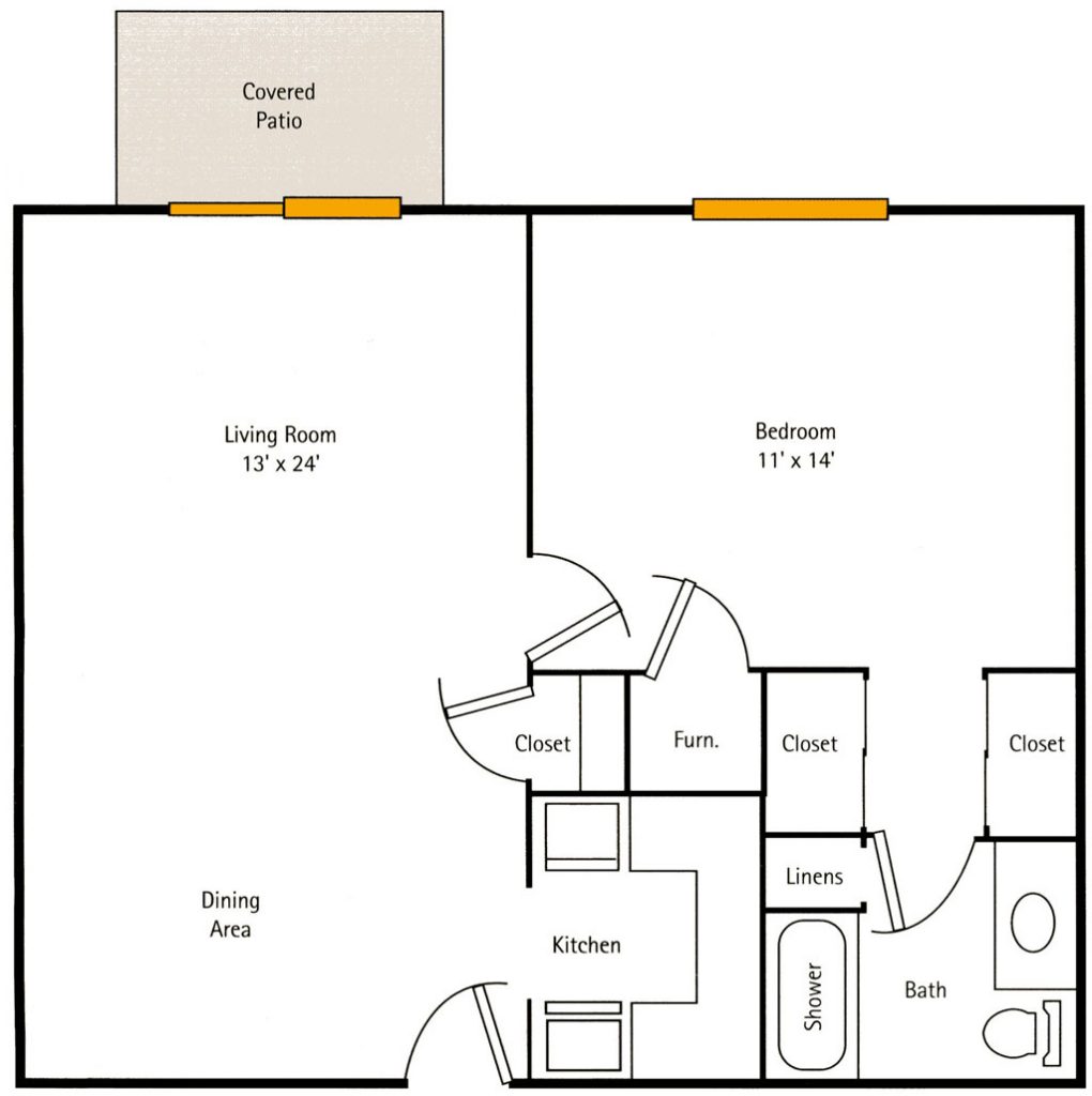 Deercrest 1 BR floor plan Deercrest Hall 1 bedroom Apartment
