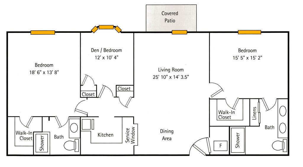 Deercrest 2 BR + Den floor plan