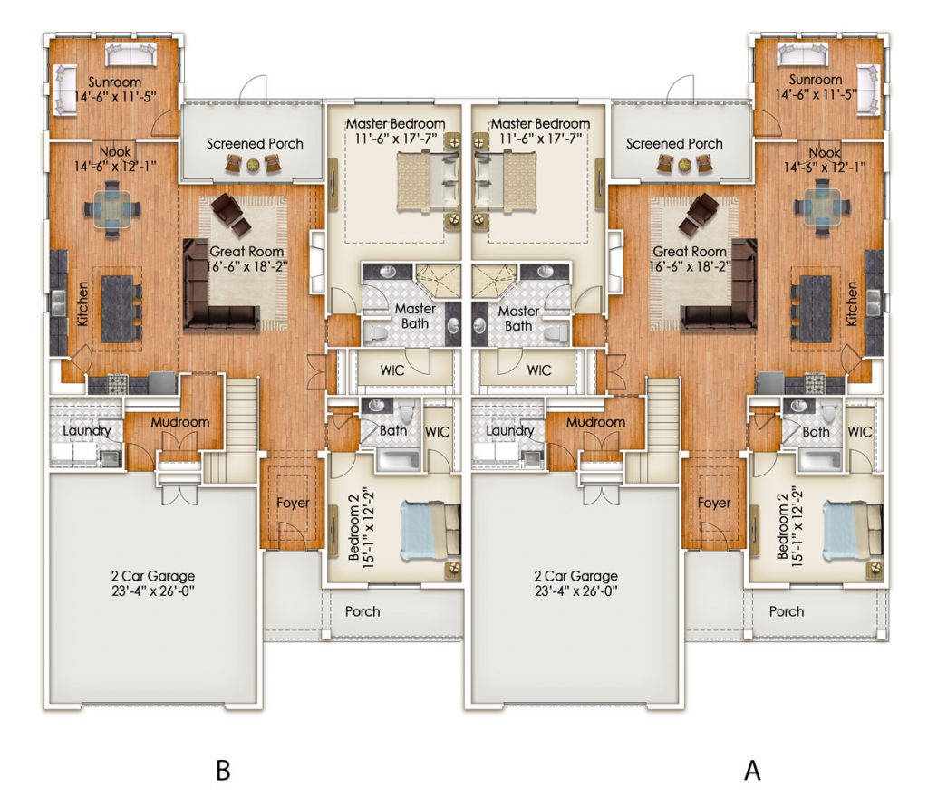 The Oaks at Hoosier Village floor plan Oaks Duplex Floor Plan