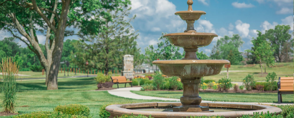 Three tiered water fountain in the park