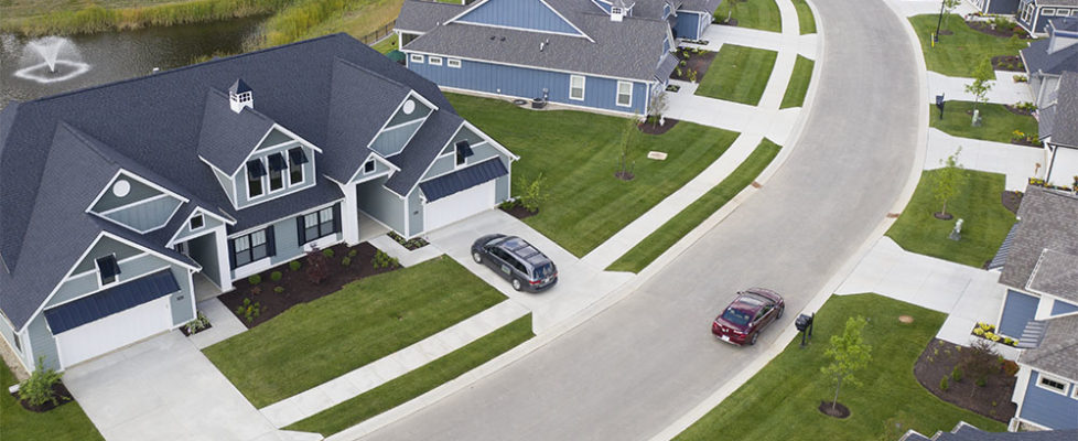 Aerial view of Poplar Chase homes